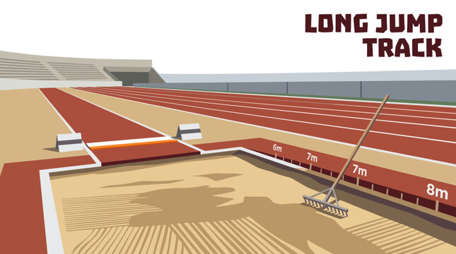 professional long jump athletics field environment with competition track stadium training area and sports championship atmosphere for international events and modern commercial vector
