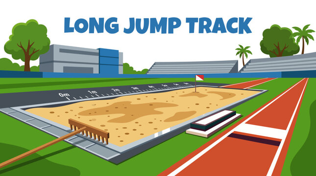professional long jump athletics field environment with competition track stadium training area and sports championship atmosphere for international events and modern commercial vector