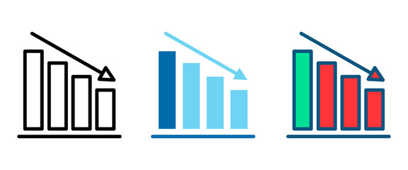 Obraz premium Declining Bar Chart Analytics Icon Collection