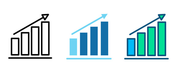 Obraz premium Upward Growth Bar Chart Analytics Icon Set