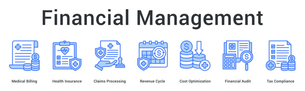 Hospital financial management covering billing, insurance claims, revenue cycle, cost optimization, audit, and tax compliance