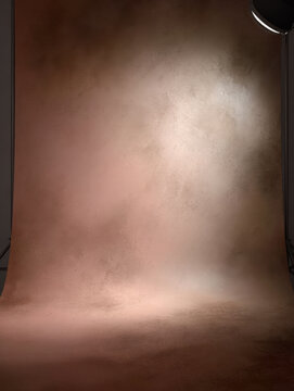 Brown studio background. Canvas background on the wall and on the floor with a soft transition.