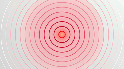 Naklejka premium Carmine red heartbeat pulse concentric rings fading rose white, cardiology background