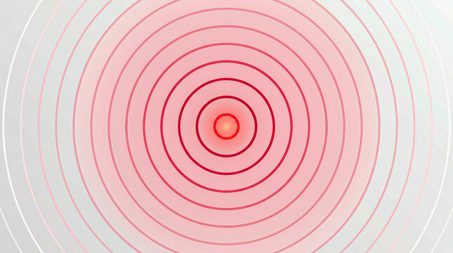 Carmine red heartbeat pulse concentric rings fading rose white, cardiology background