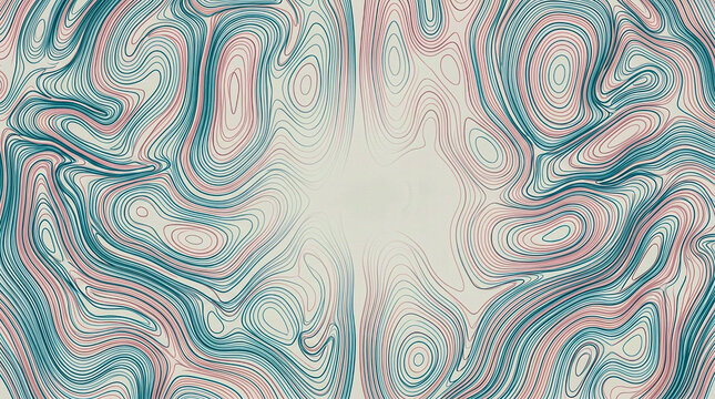 Brain cortex gyri sulci topographic teal rose contours, neuroscience medical background