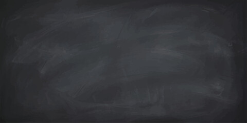 A dusty, blank chalkboard with faint chalk marks presents a canvas of potential, inviting creative thought and new ideas in a classroom setting. © suriyaakter