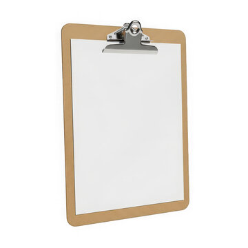 Wooden clipboard with blank white paper sheet