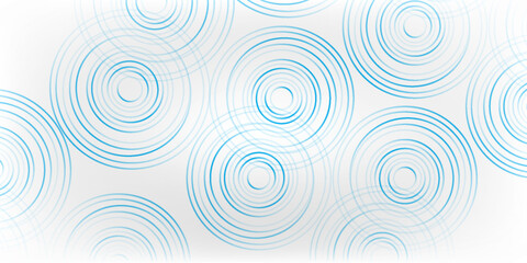 Naklejka premium Blue white minimal round lines abstract futuristic tech background. Vector digital art banner design old hig