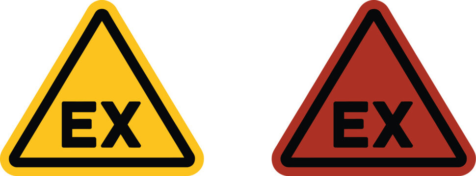 ATEX Explosive Atmosphere Warning Sign Set Featuring Hazardous Area Zone Symbols, Explosion Risk Alerts and Industrial Safety Signage, Professional Vector Illustration Collection