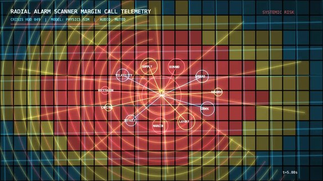 Radial Alarm Scanner Margin Call Telemetry HUD Economic Crisis Animation 049