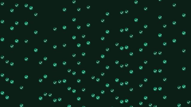 Animated green check mark pattern animation background, for success and approval