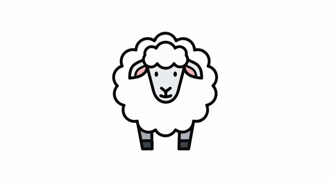 A cute, fluffy white sheep with a gray face and pink ears