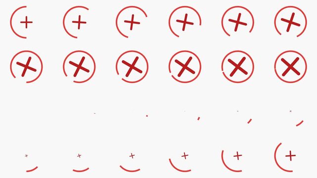 Animated red plus sign and cross set, minimalist ui loading animation symbol