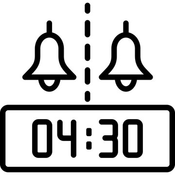 Dual Alarm Clock with Two Separate Wake Up Times Line Icon