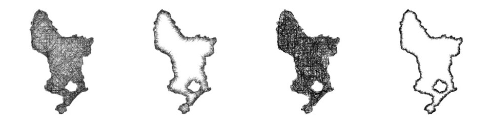 Fototapeta premium Monochrome sketch Derbyshire (England) outline map design set