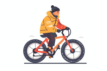 Fototapeta premium Kid staying with bycicle isolated