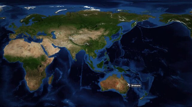 Animated Flight Route Map from Brisbane Australia to Helsinki Finland