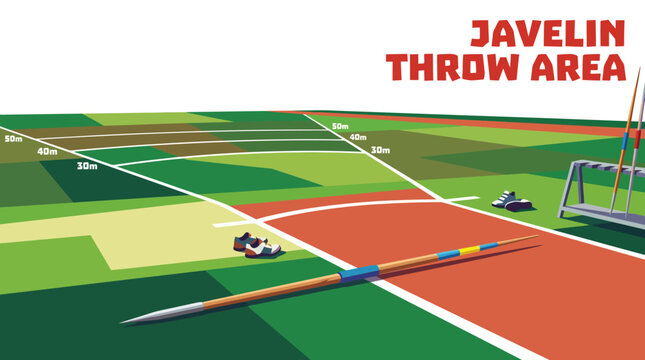 professional javelin throwing arena environment with athletics competition field sports stadium training space and championship atmosphere for international events and modern commercial vector