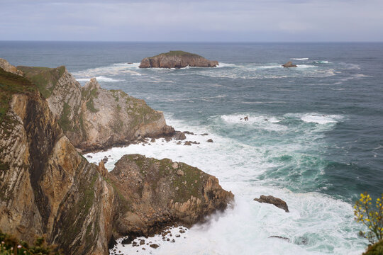 The Herbosa island in Cabo Penas cape, the northerly territory of Asturias, Spain