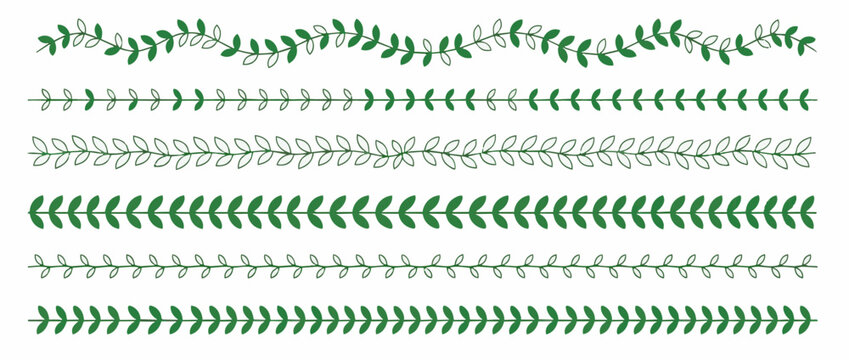 Green Leaf Borders Vector Set