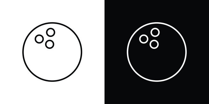 Bowling ball icon symbol. Vector outline drawing.