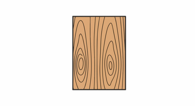 A close-up illustration of a rectangular piece of wood showing distinct growth rings and grain patterns