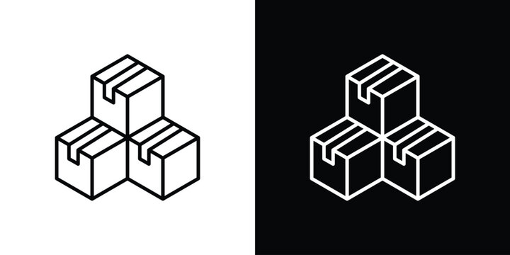 Cubes icon symbol. Vector outline drawing.