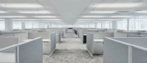 Fototapeta premium Spacious modern office with cubicles.