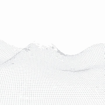 Abstract Wireframe Landscape with Grid Pattern