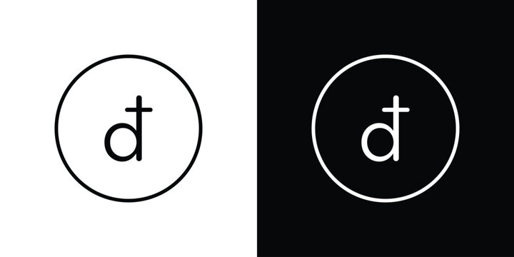 Dong icon symbol. Vector outline drawing.