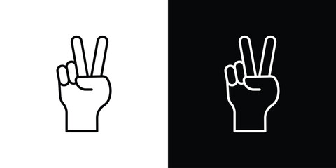 Fototapeta premium Hand peace icon symbol. Vector outline drawing.