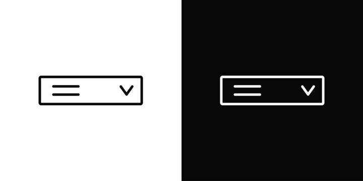 List dropdown icon symbol. Vector outline drawing.
