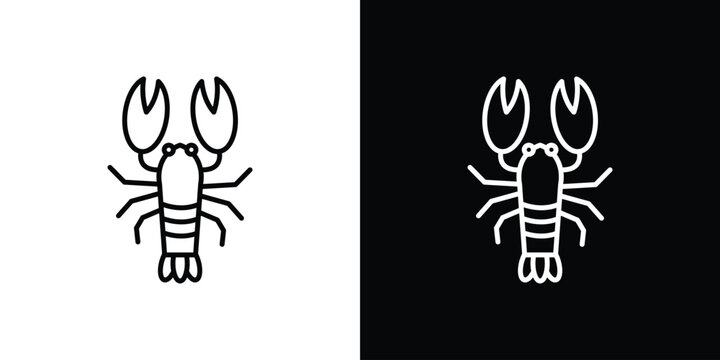 Lobster icon symbol. Vector outline drawing.