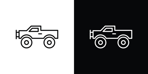 Monster truck icon symbol. Vector outline drawing. © Lily