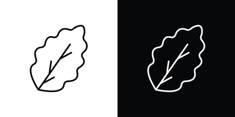 Oak Leaf icon symbol. Vector outline drawing. © Lily