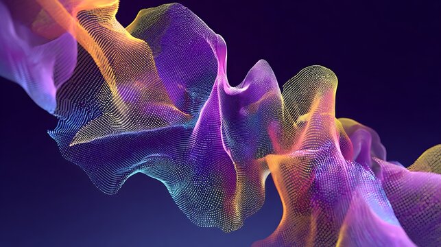 Vibrant mesh waves on dark background with colorful mesh waves against technology futuristic connection innovation abstract internet digital
