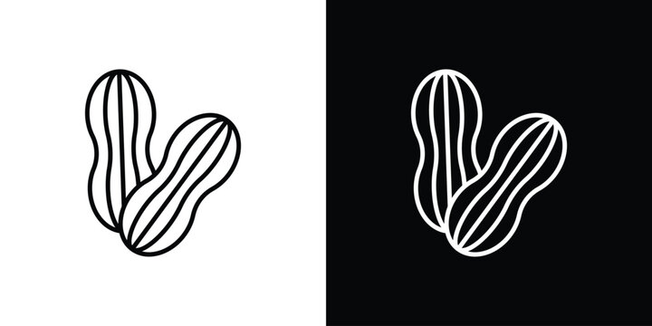 Peanut icon symbol. Vector outline drawing.