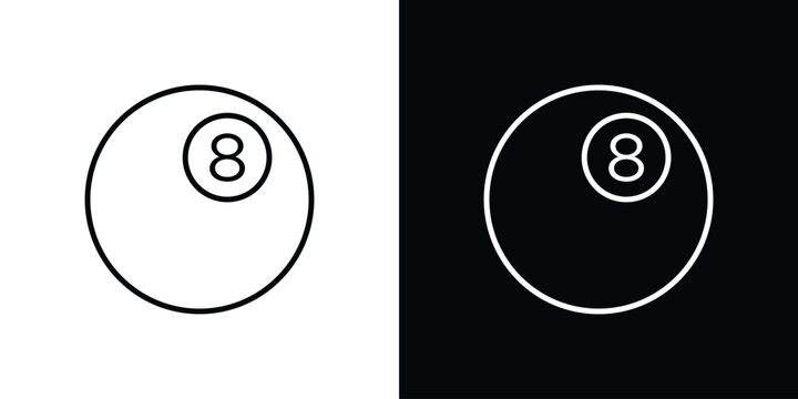 Pool 8 ball icon symbol. Vector outline drawing.
