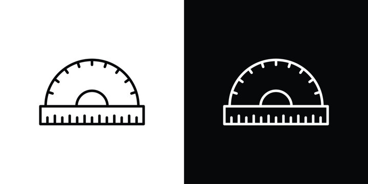 Protractor icon symbol. Vector outline drawing.