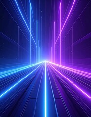Fototapeta premium Digital tunnel of light beams with vibrant blue and purple colors