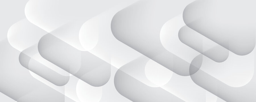 3D white geometric abstract background overlap layer on bright space with rounded triangles effect decoration. Graphic design element modern style concept for banner, flyer, card, cover, or brochure