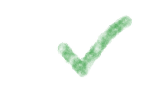 watercolor Green check mark, color illustration