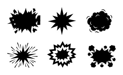 Explosion Comic Speech Bubbles, Black Sound Effects, Action Burst Graphics © Anisur