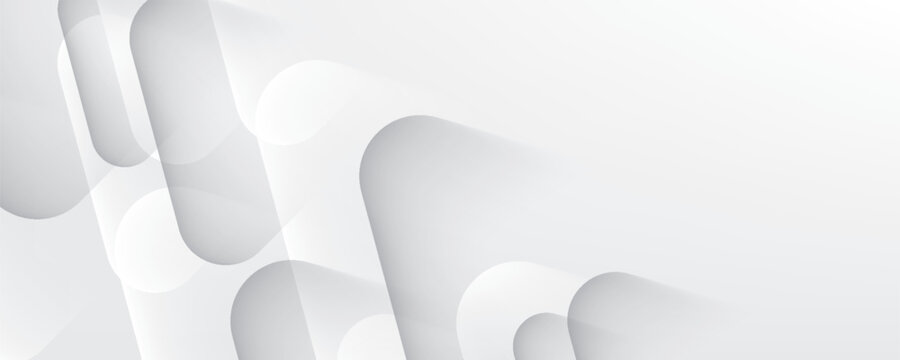 3D white geometric abstract background overlap layer on bright space with rounded triangles effect decoration. Graphic design element modern style concept for banner, flyer, card, cover, or brochure