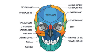 Human Skull Anatomy Detailed Diagram. © bolo