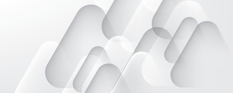 3D white geometric abstract background overlap layer on bright space with rounded triangles effect decoration. Graphic design element modern style concept for banner, flyer, card, cover, or brochure