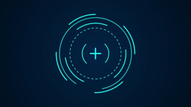 Futuristic target hud ui element data display cyan, for futuristic tech concepts, gaming designs, virtual reality projects, aiming accuracy themes. 4K video