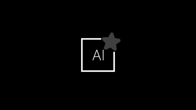 A clean and modern AI design icon featuring a glowing shine effect. Ideal for representing digital creativity, graphic design tools, software interfaces, branding elements.4 k video..