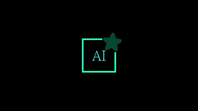A clean and modern AI design icon featuring a glowing shine effect. Ideal for representing digital creativity, graphic design tools, software interfaces, branding elements.4 k video..