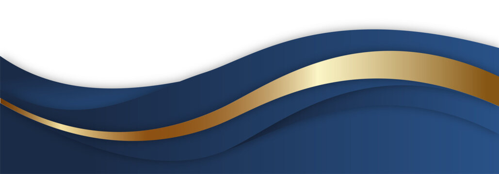 Modern Luxury Navy Blue & Gold Wave Abstract Background. Elegant Design for Corporate Presentation, Business Branding, and Website Banner.